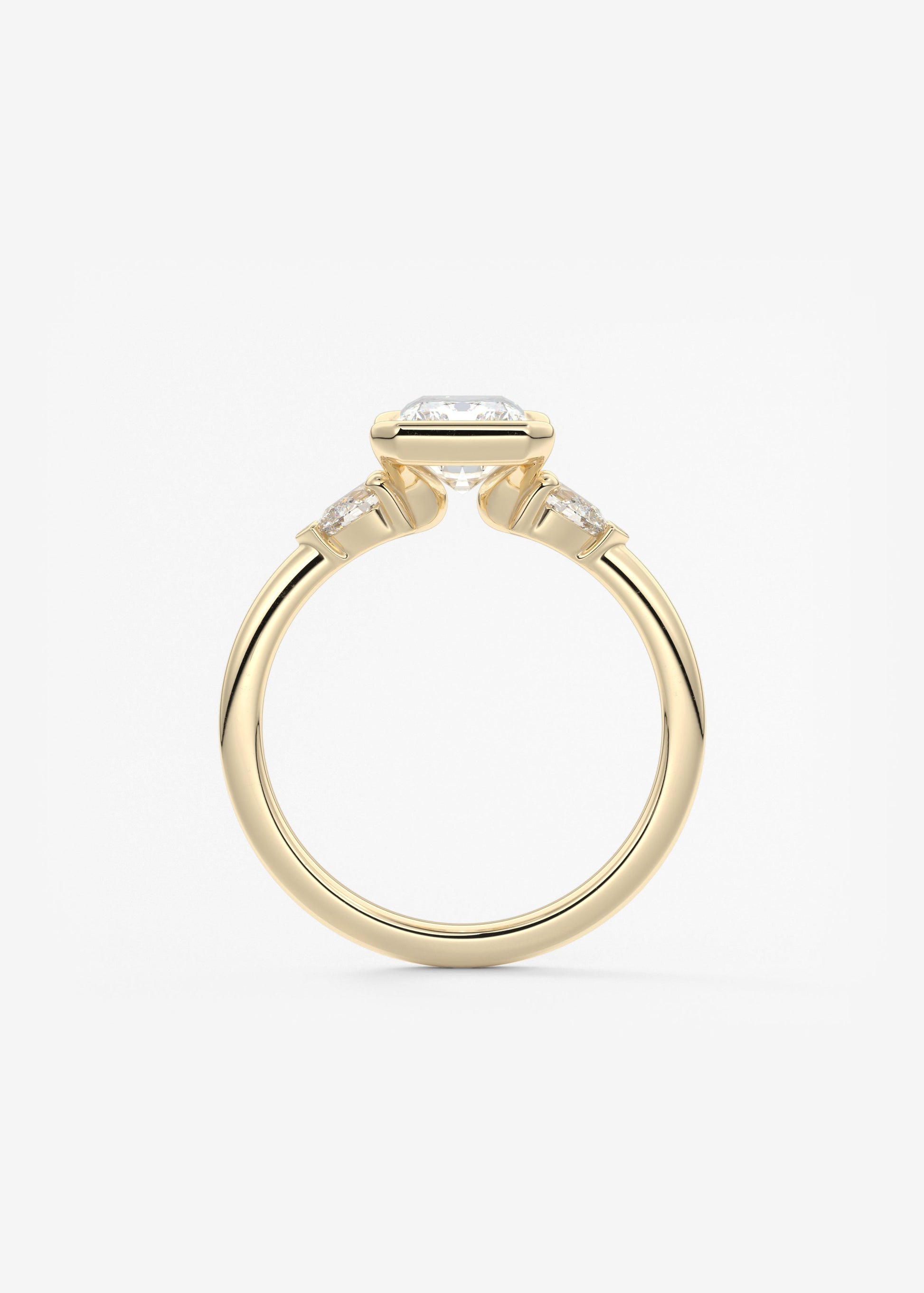 Radiant Three Stone Bezel Lab Grown Diamond Engagement Ring