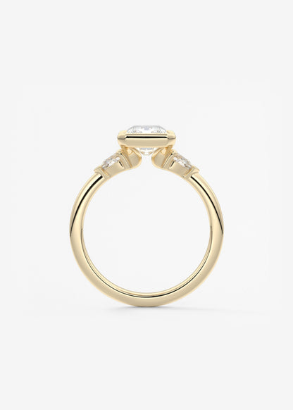 Radiant Three Stone Bezel Lab Grown Diamond Engagement Ring