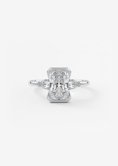 Radiant Three Stone Bezel Lab Grown Diamond Engagement Ring