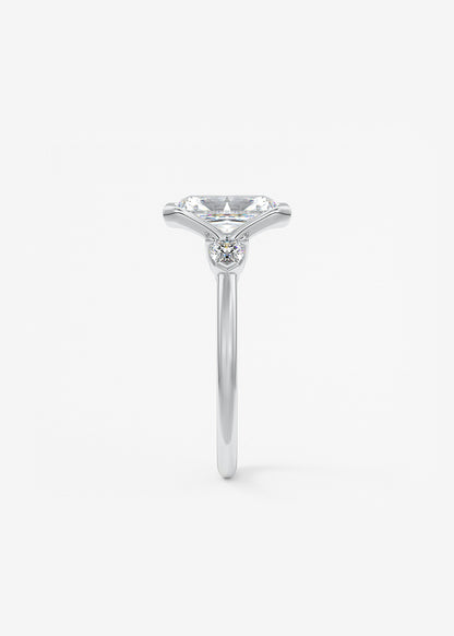 Radiant Three Stone Bezel Lab Grown Diamond Engagement Ring