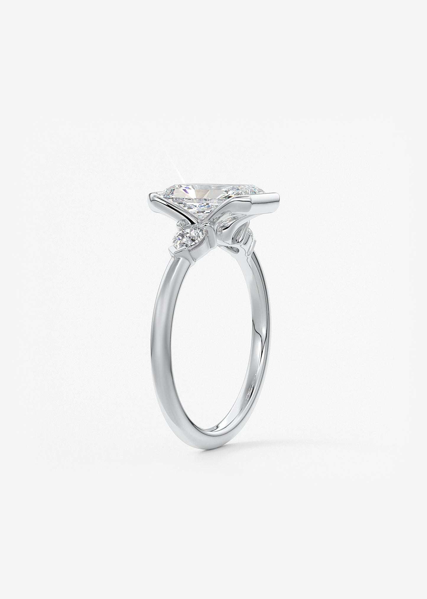 Radiant Three Stone Bezel Lab Grown Diamond Engagement Ring