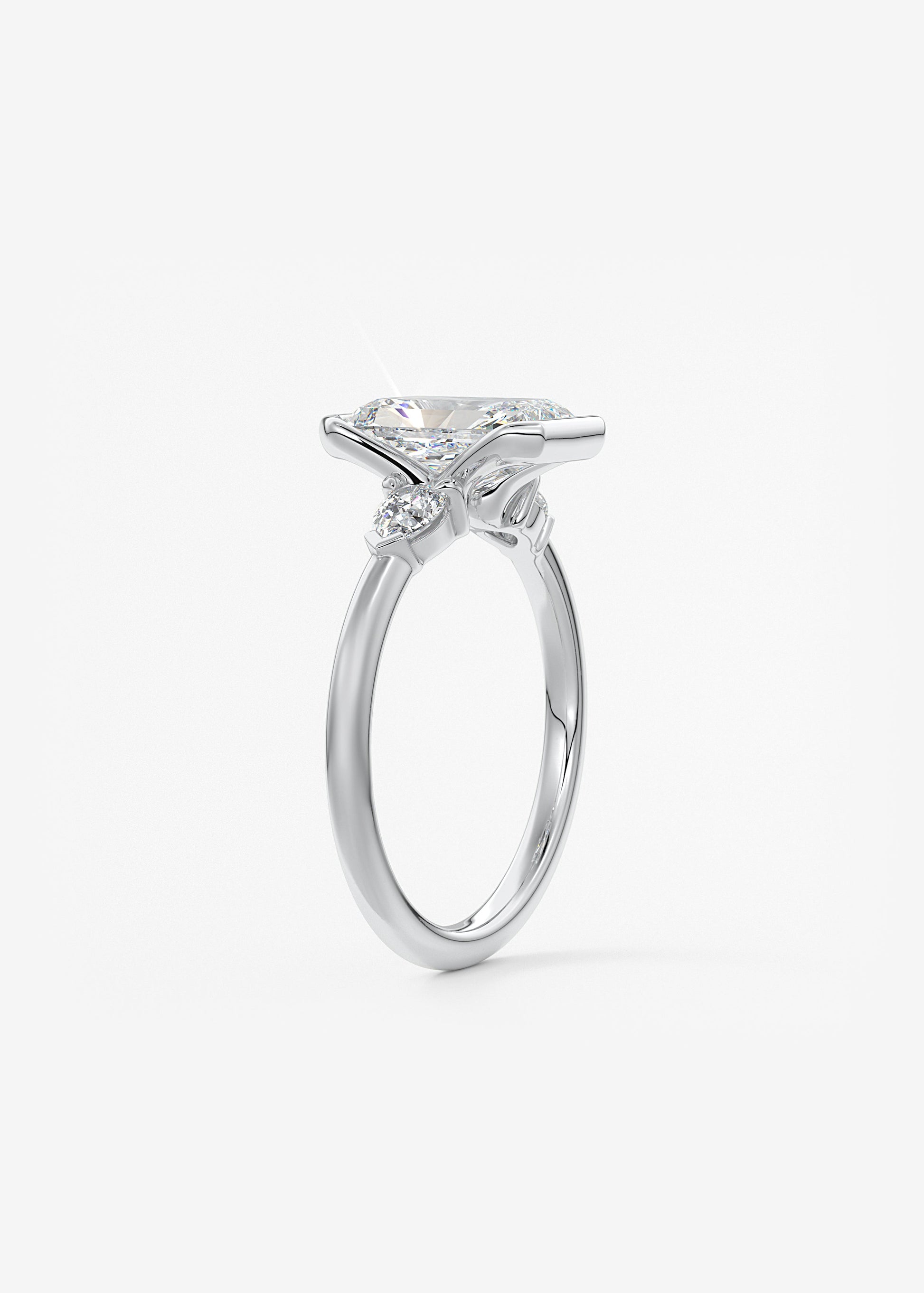 Radiant Three Stone Bezel Lab Grown Diamond Engagement Ring