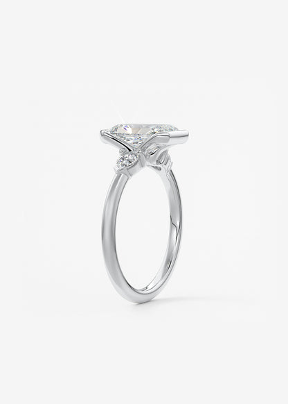 Radiant Three Stone Bezel Lab Grown Diamond Engagement Ring