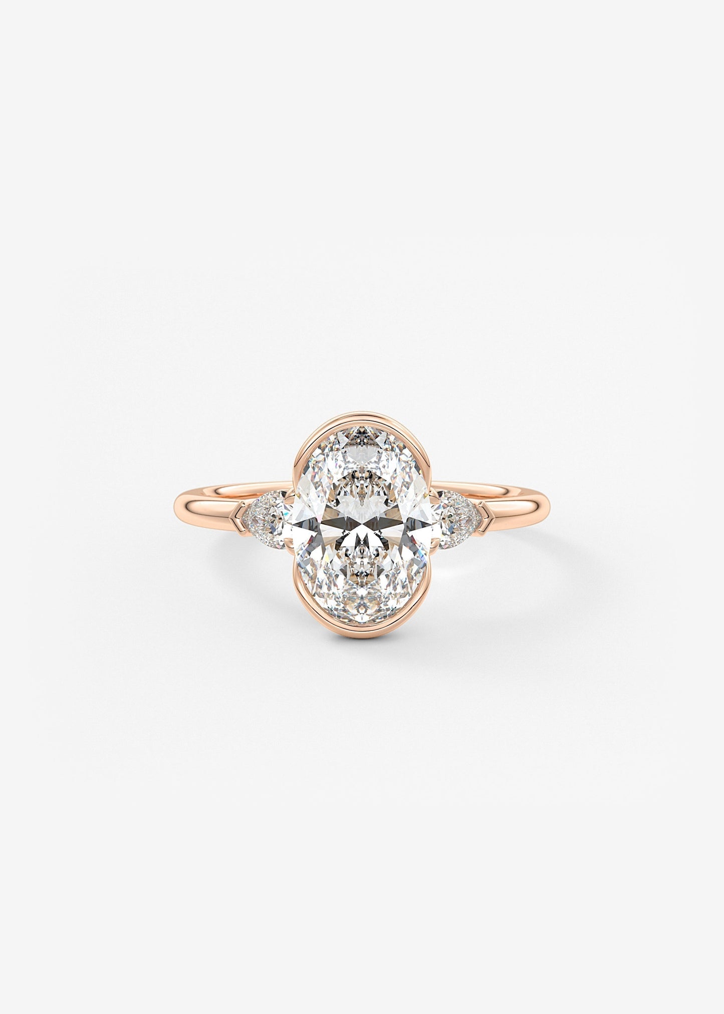 Oval Three Stone Bezel Lab Grown Diamond Engagement Ring
