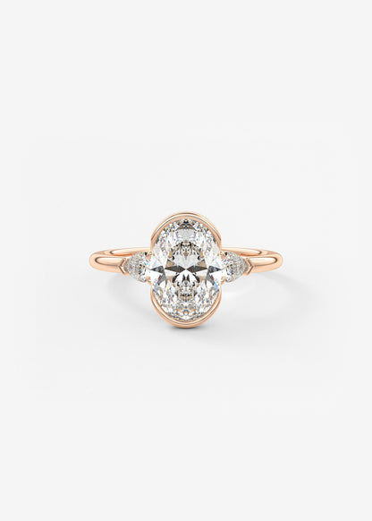 Oval Three Stone Bezel Lab Grown Diamond Engagement Ring