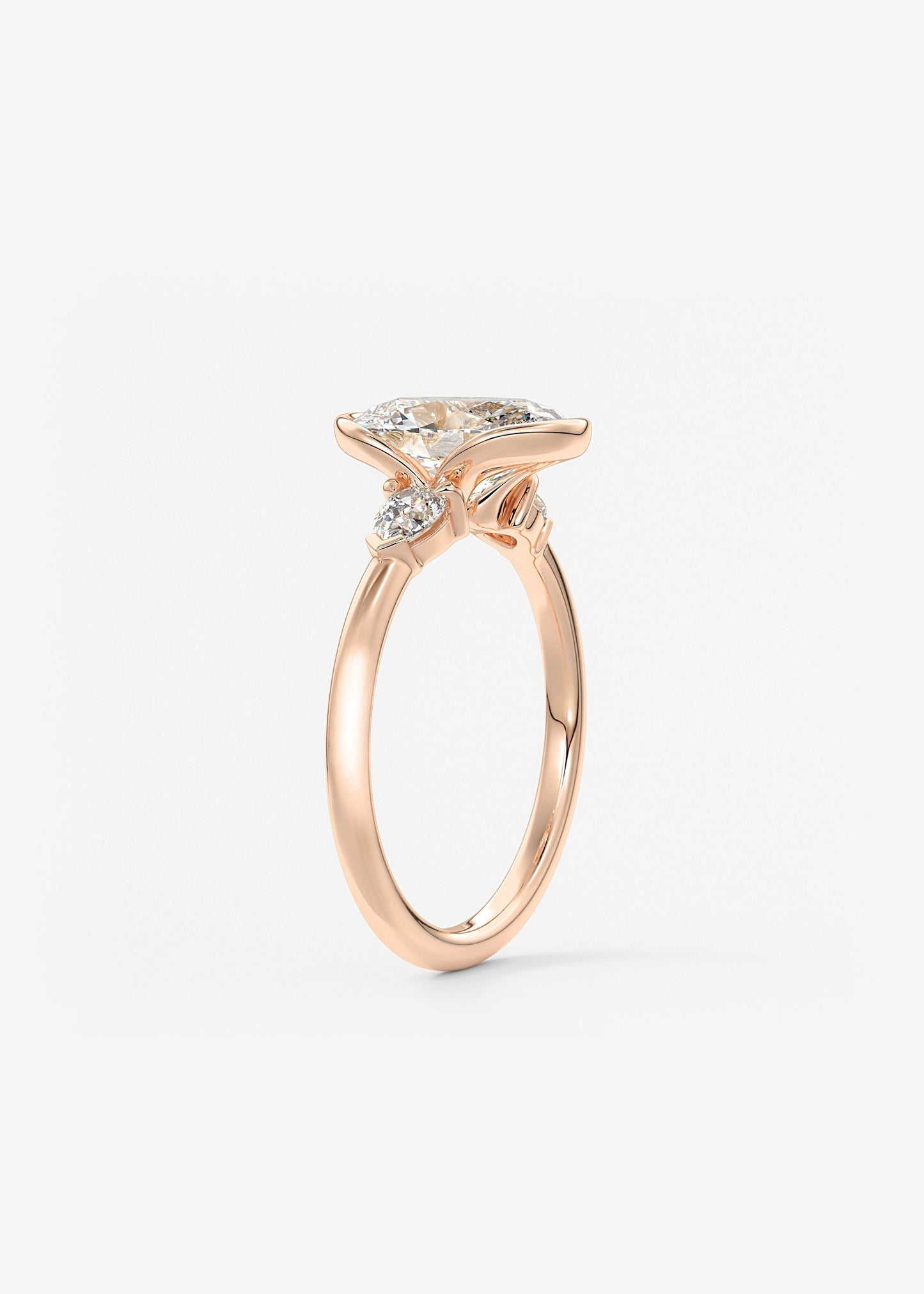 Oval Three Stone Bezel Lab Grown Diamond Engagement Ring