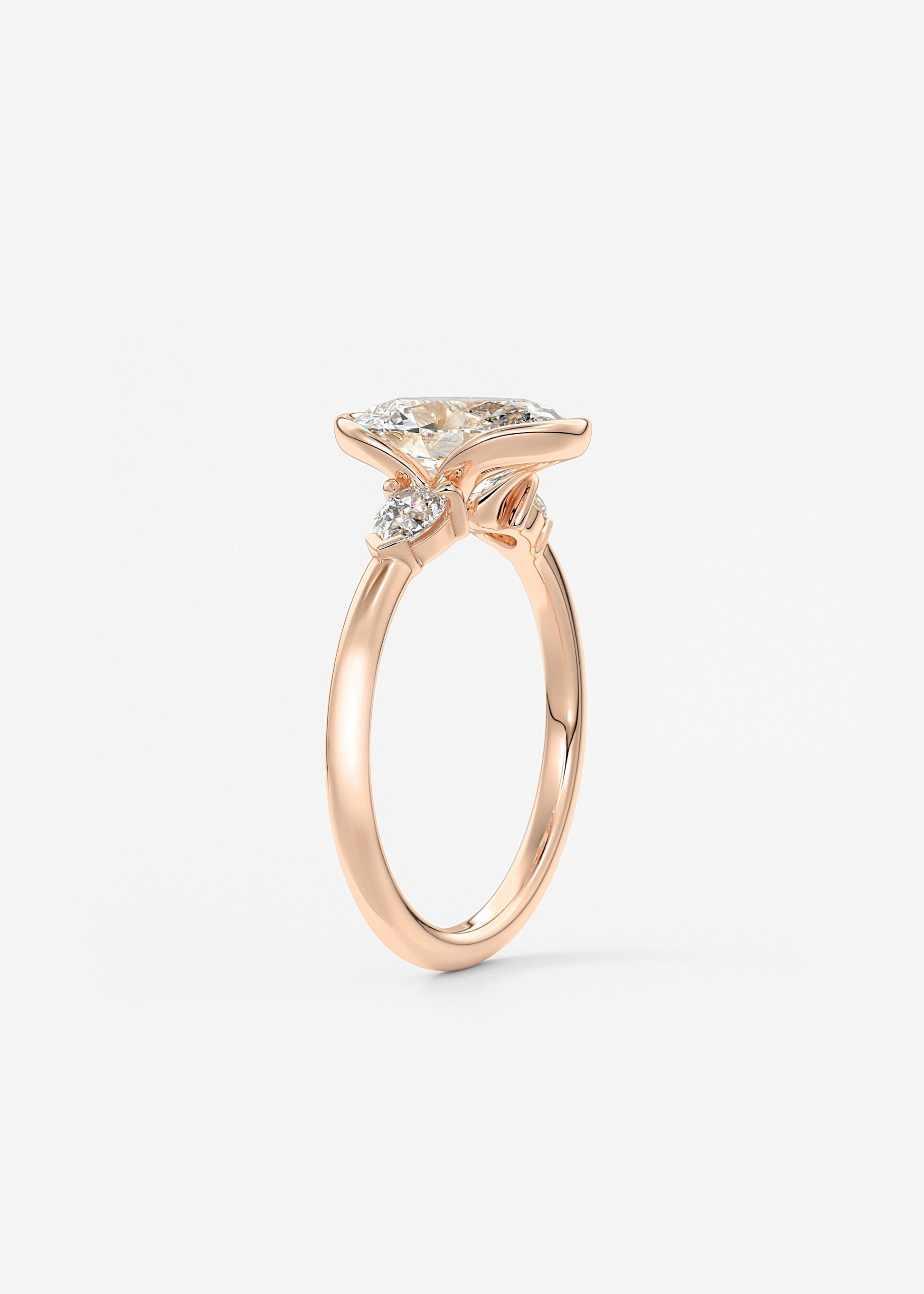 Oval Three Stone Bezel Lab Grown Diamond Engagement Ring
