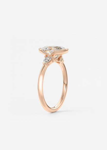 Oval Three Stone Bezel Lab Grown Diamond Engagement Ring