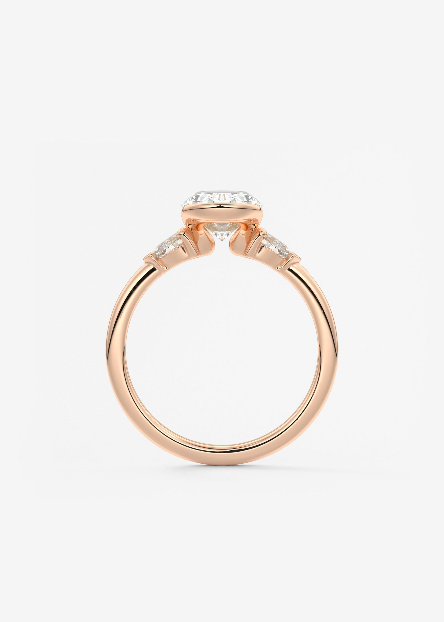 Oval Three Stone Bezel Lab Grown Diamond Engagement Ring