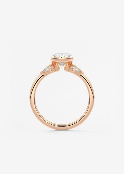 Oval Three Stone Bezel Lab Grown Diamond Engagement Ring