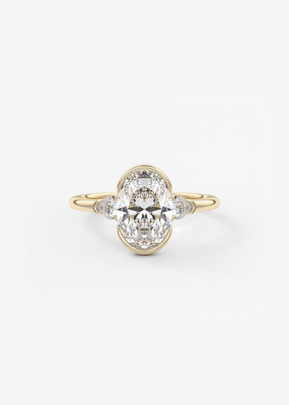 Oval Three Stone Bezel Lab Grown Diamond Engagement Ring