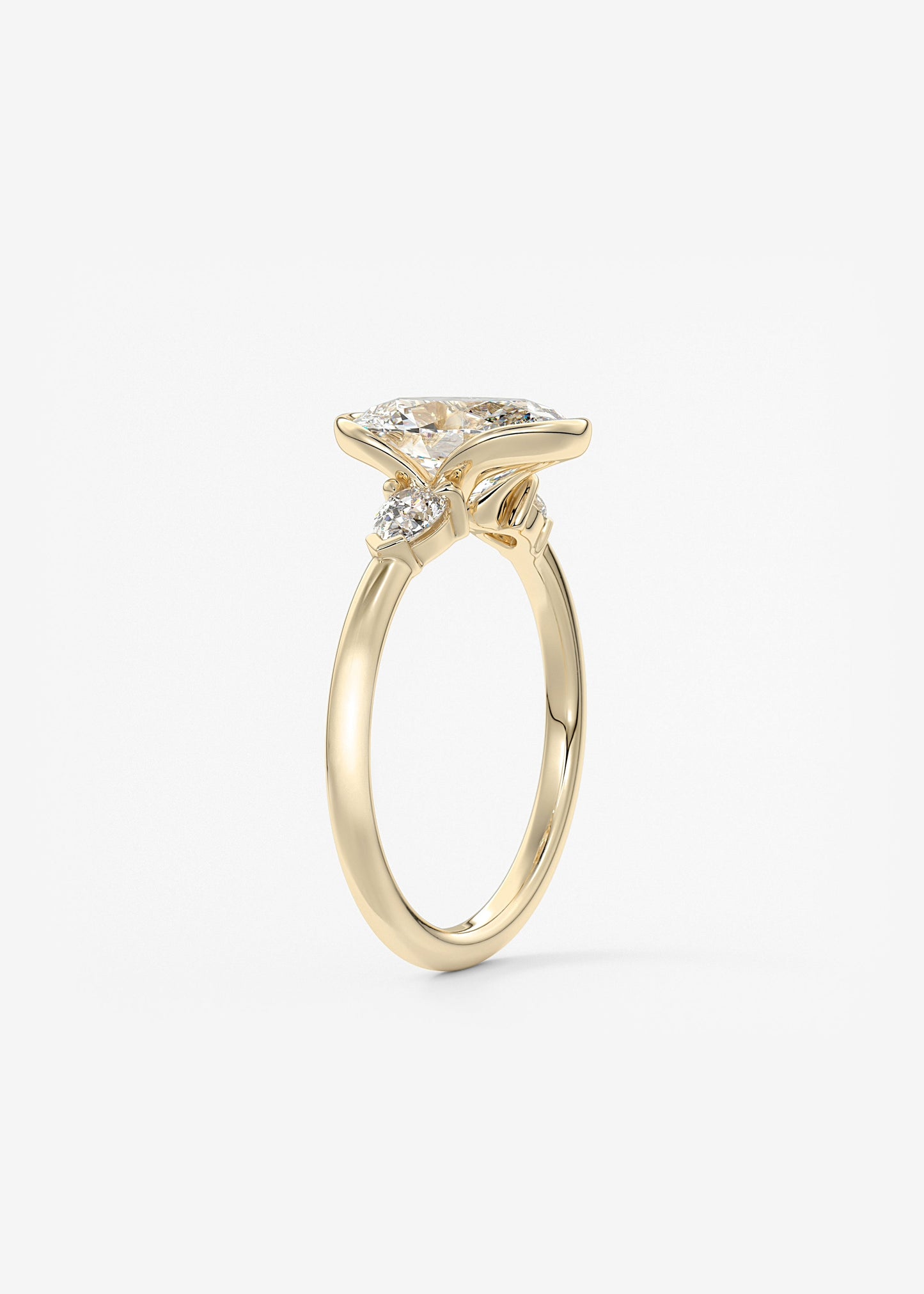 Oval Three Stone Bezel Lab Grown Diamond Engagement Ring