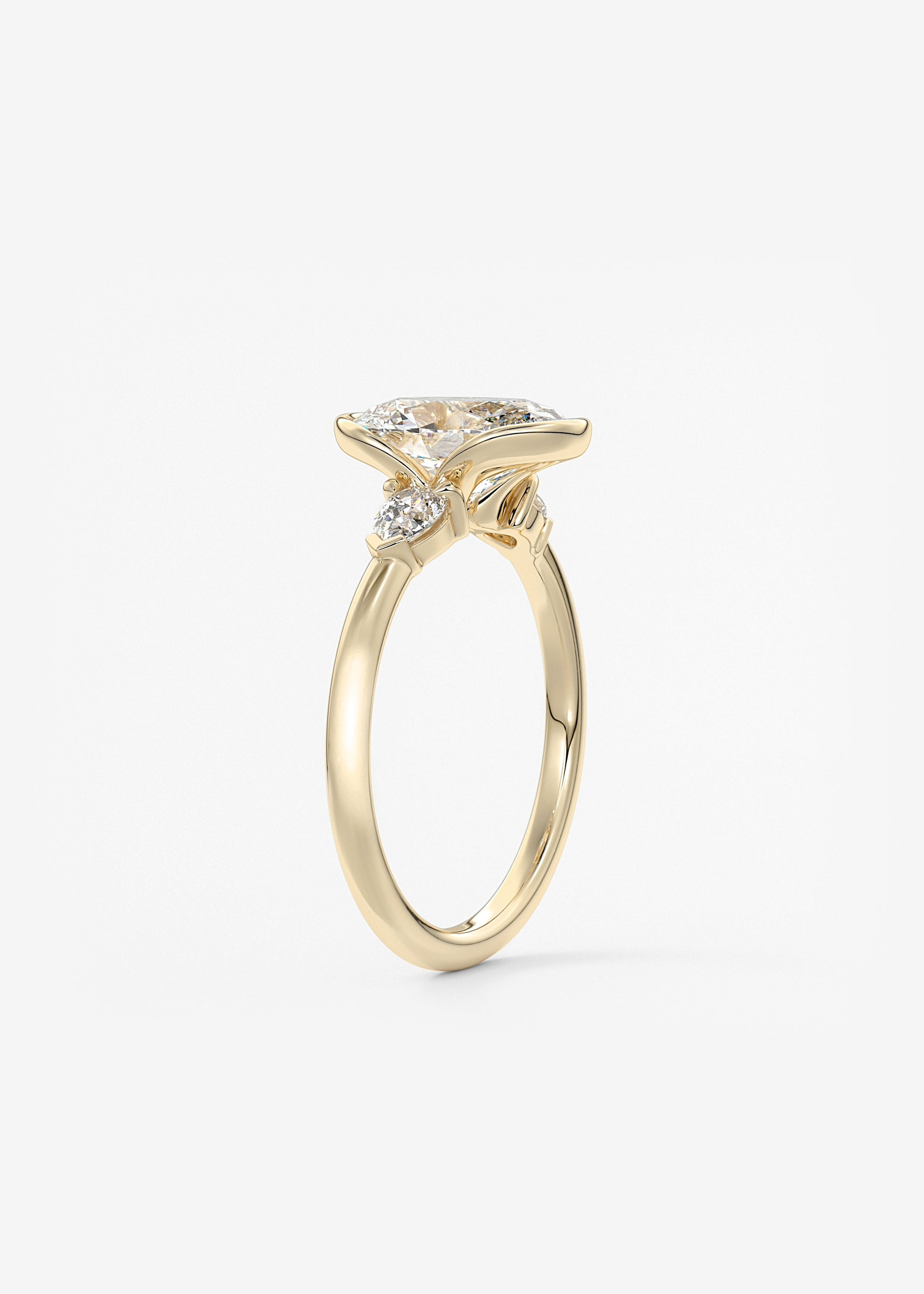 Oval Three Stone Bezel Lab Grown Diamond Engagement Ring