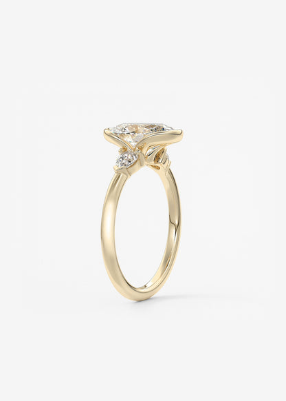 Oval Three Stone Bezel Lab Grown Diamond Engagement Ring