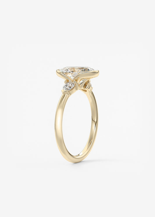 Oval Three Stone Bezel Lab Grown Diamond Engagement Ring