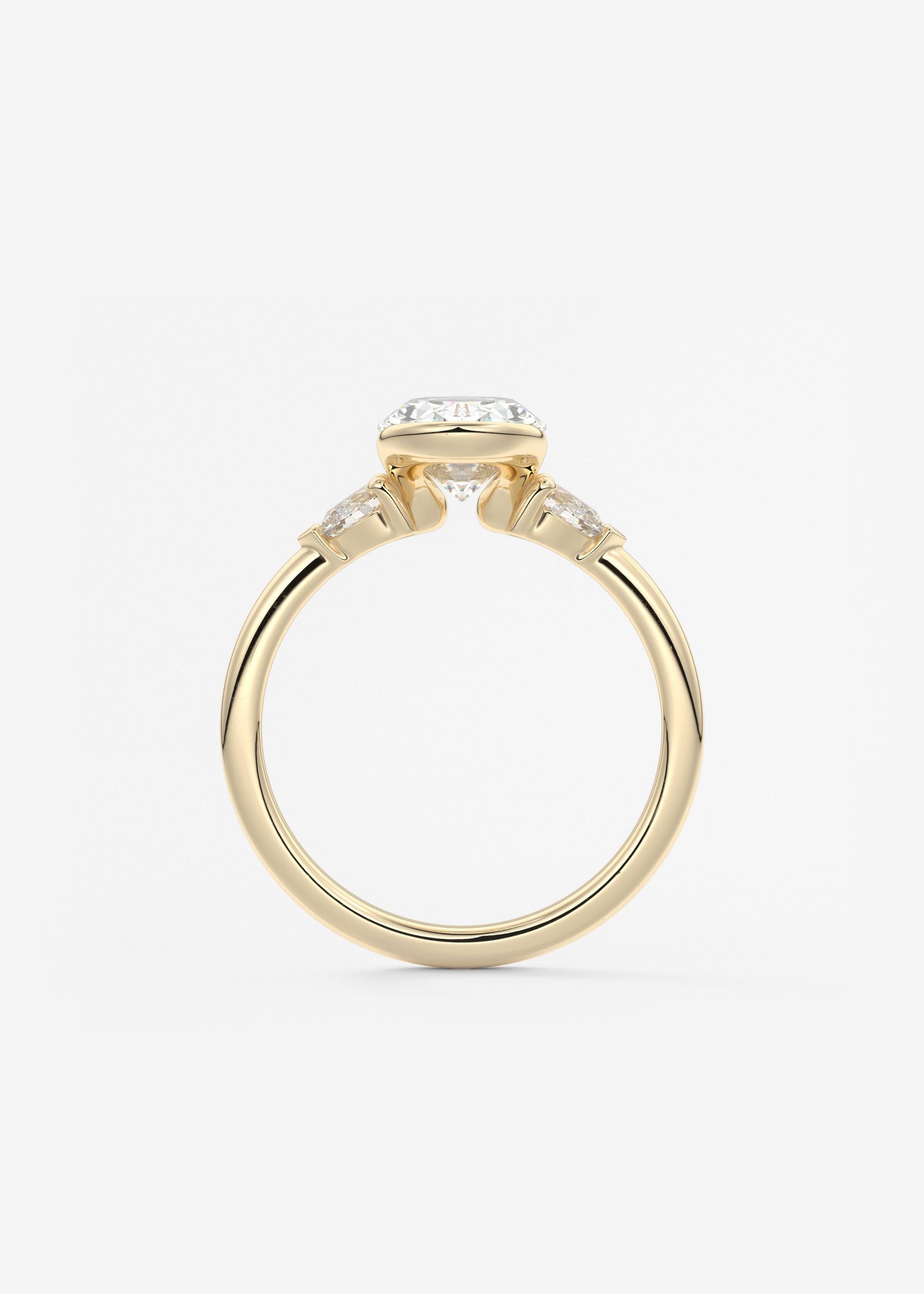 Oval Three Stone Bezel Lab Grown Diamond Engagement Ring