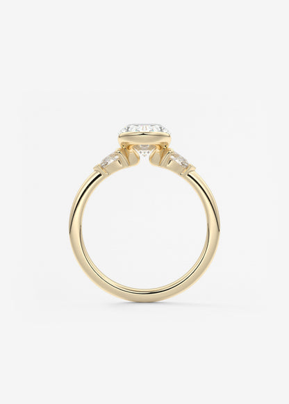 Oval Three Stone Bezel Lab Grown Diamond Engagement Ring