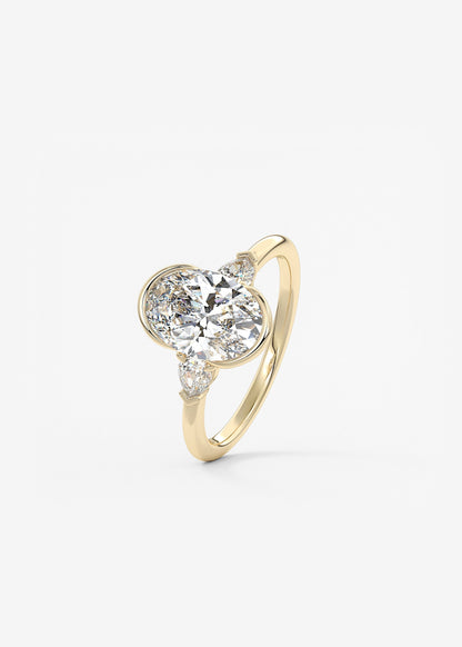Oval Three Stone Bezel Lab Grown Diamond Engagement Ring