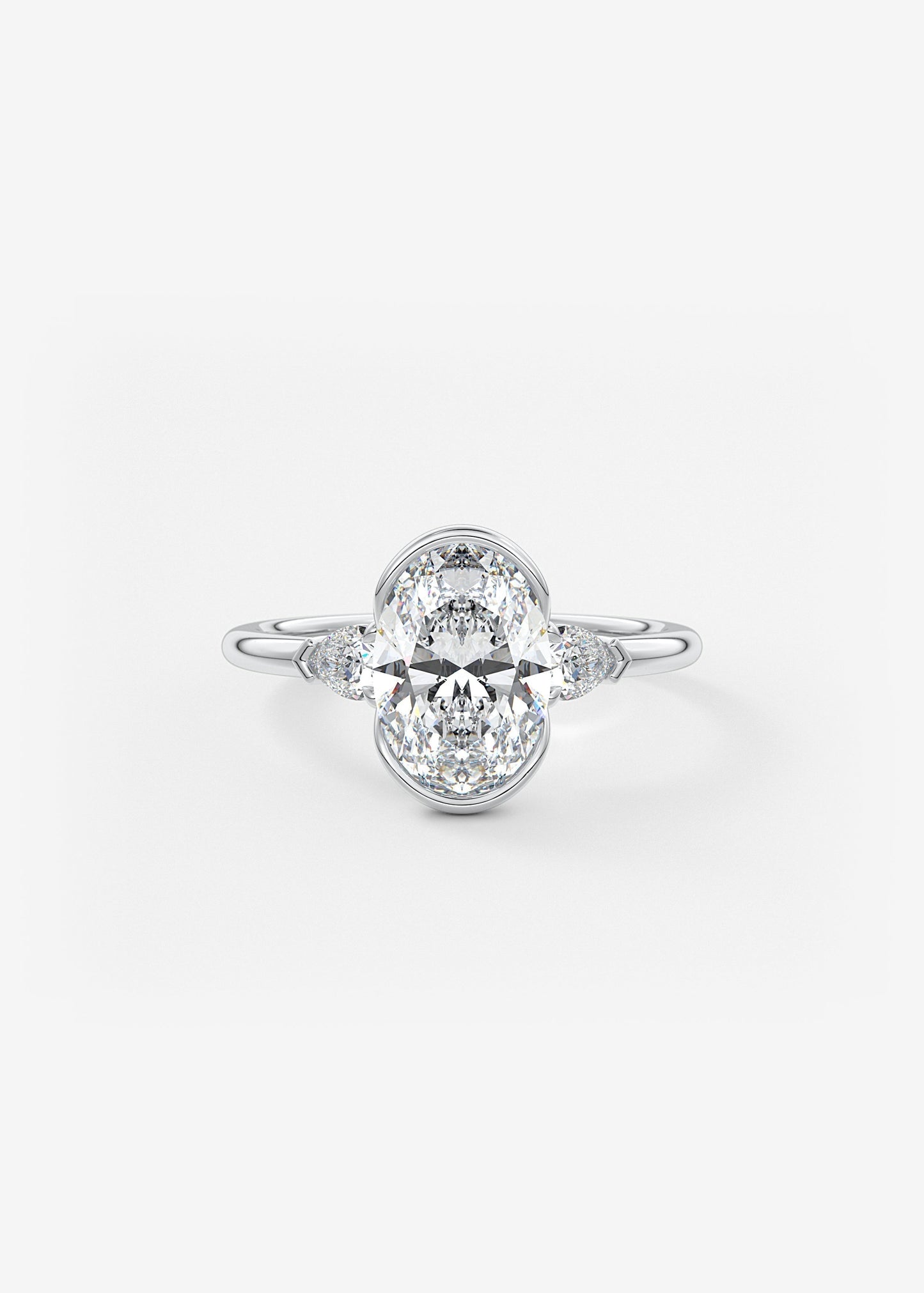 Oval Three Stone Bezel Lab Grown Diamond Engagement Ring