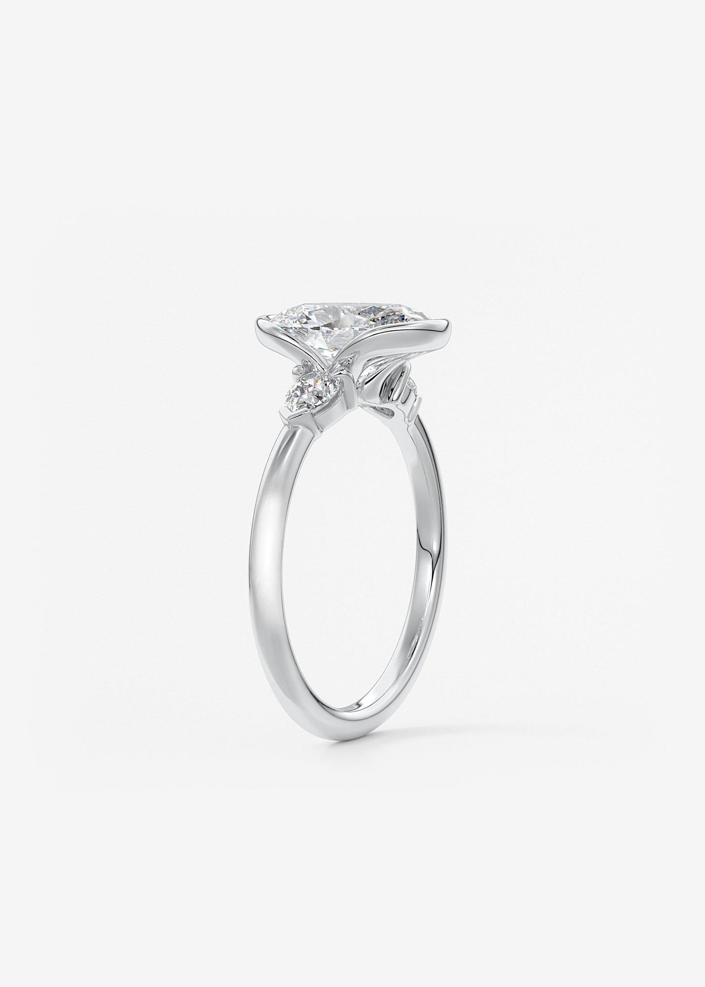 Oval Three Stone Bezel Lab Grown Diamond Engagement Ring