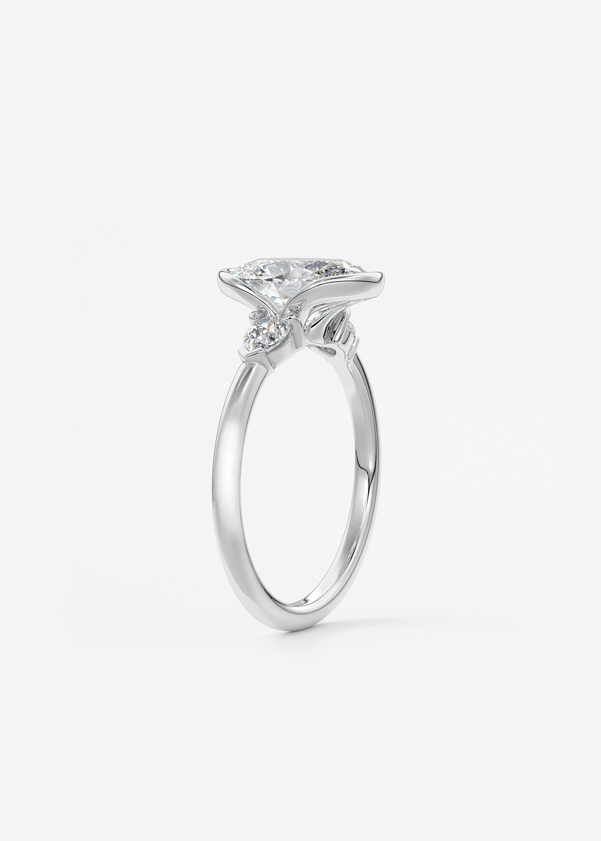 Oval Three Stone Bezel Lab Grown Diamond Engagement Ring