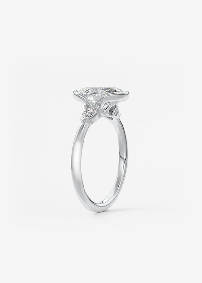 Oval Three Stone Bezel Lab Grown Diamond Engagement Ring