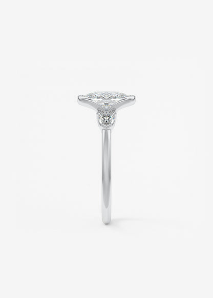 Elongated Cushion Three Stone Bezel Lab Grown Diamond Engagement Ring