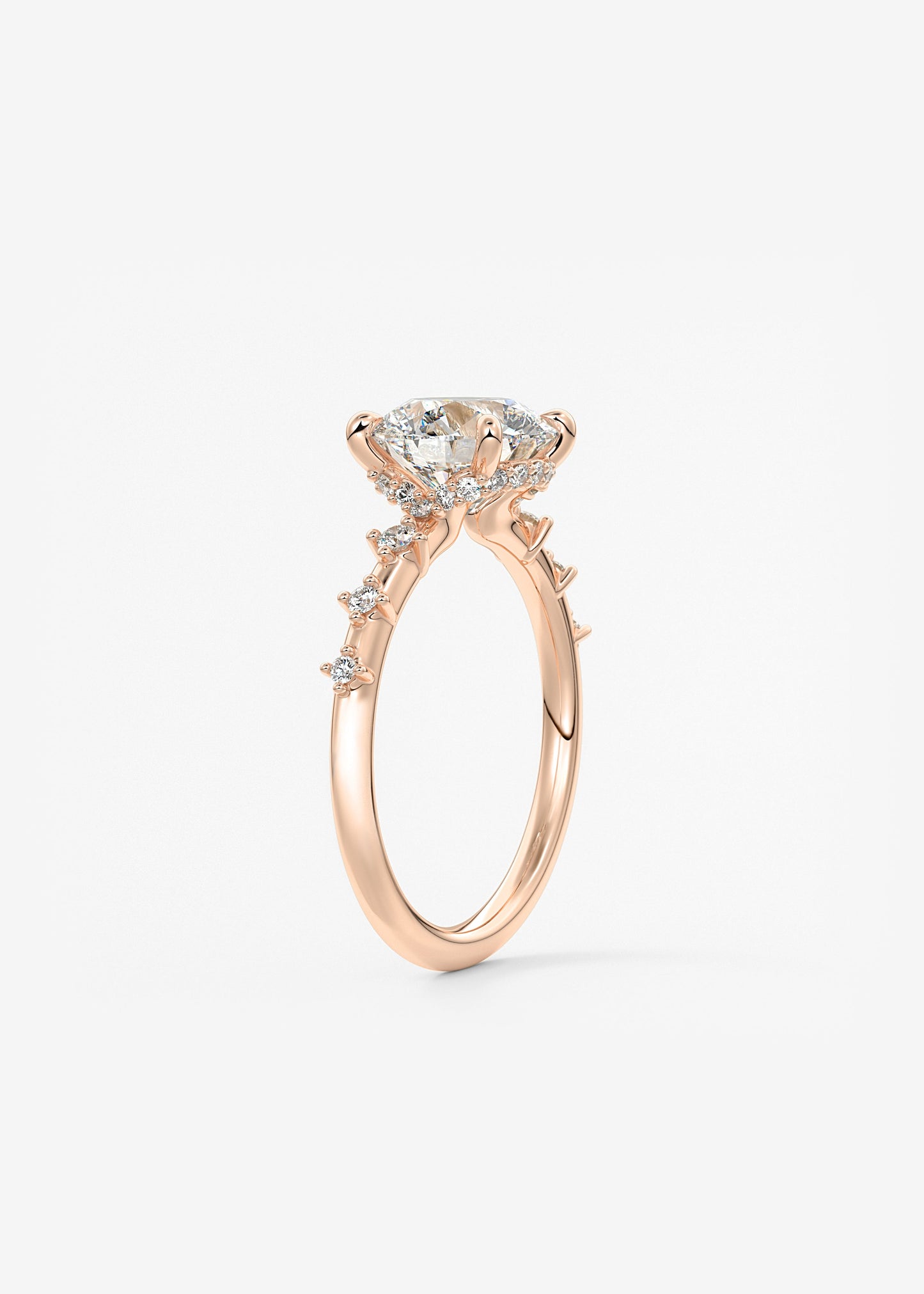Round Dainty Pave Lab Grown Diamond Engagement Ring