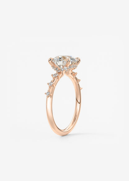 Round Dainty Pave Lab Grown Diamond Engagement Ring