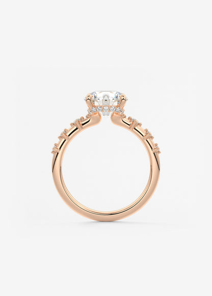 Round Dainty Pave Lab Grown Diamond Engagement Ring