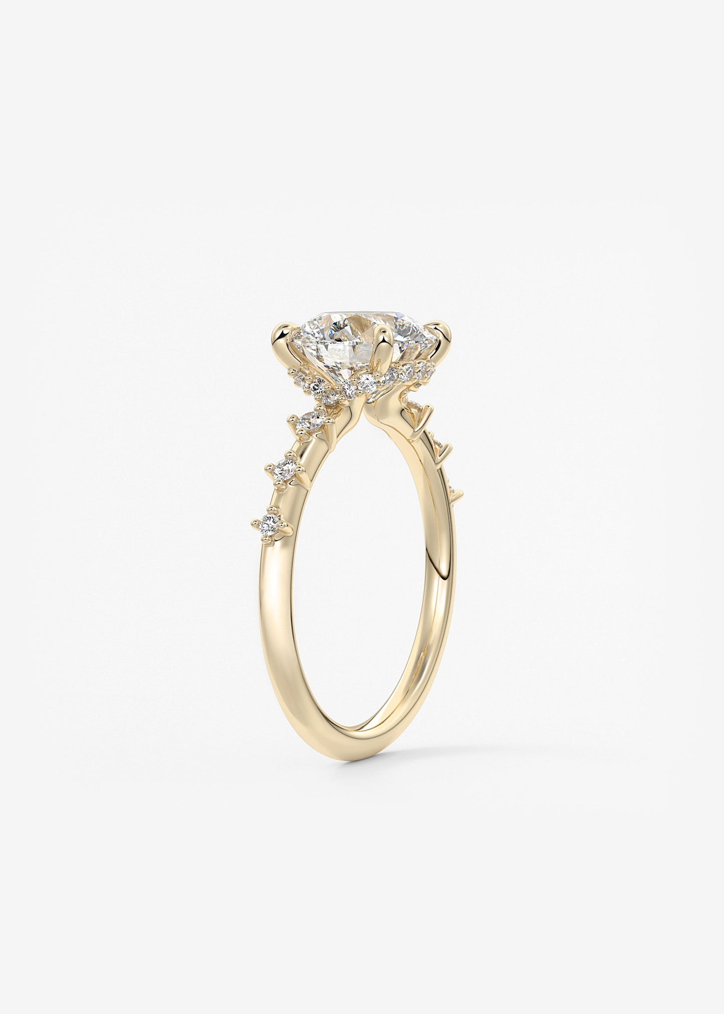 Round Dainty Pave Lab Grown Diamond Engagement Ring