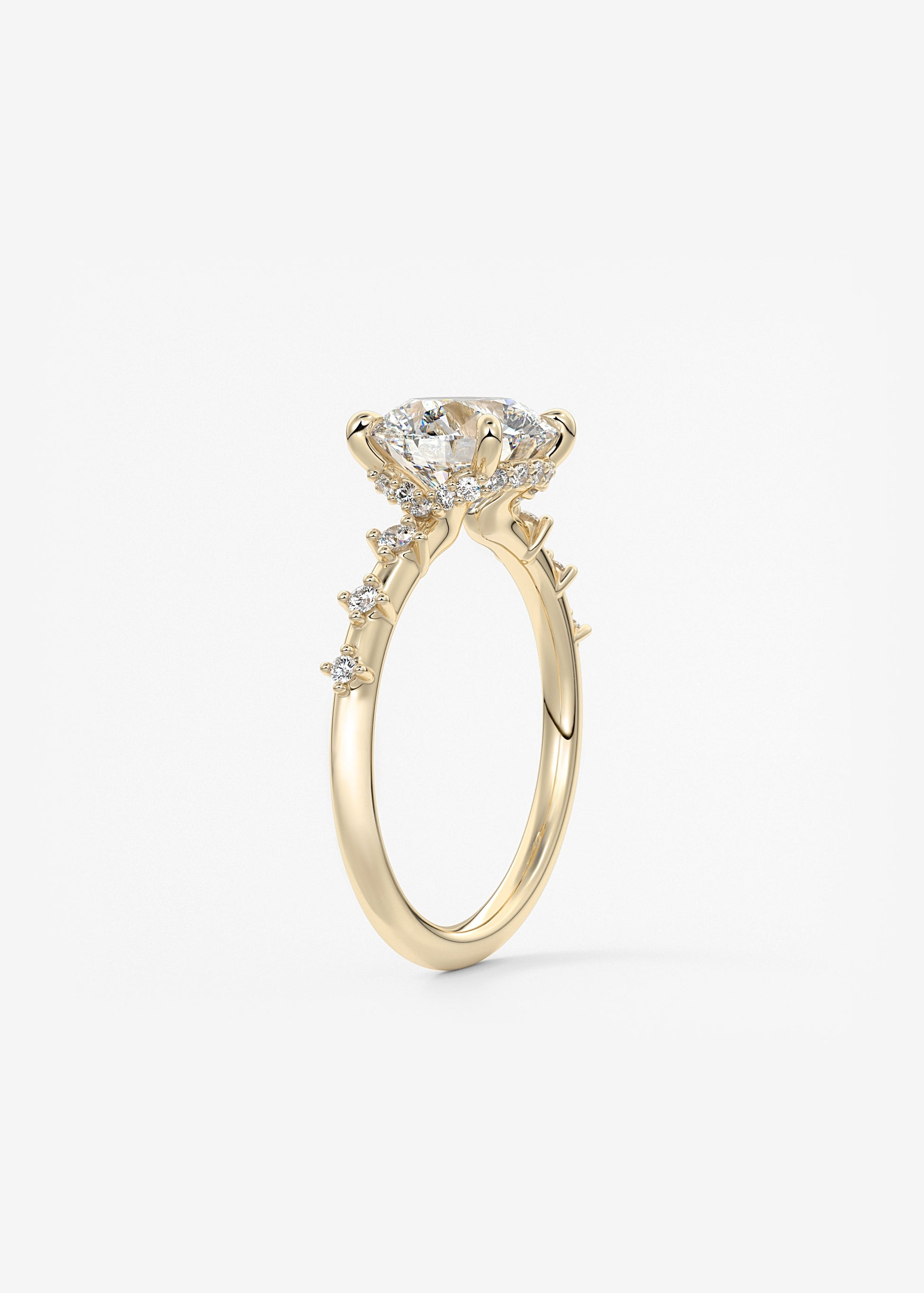 Round Dainty Pave Lab Grown Diamond Engagement Ring