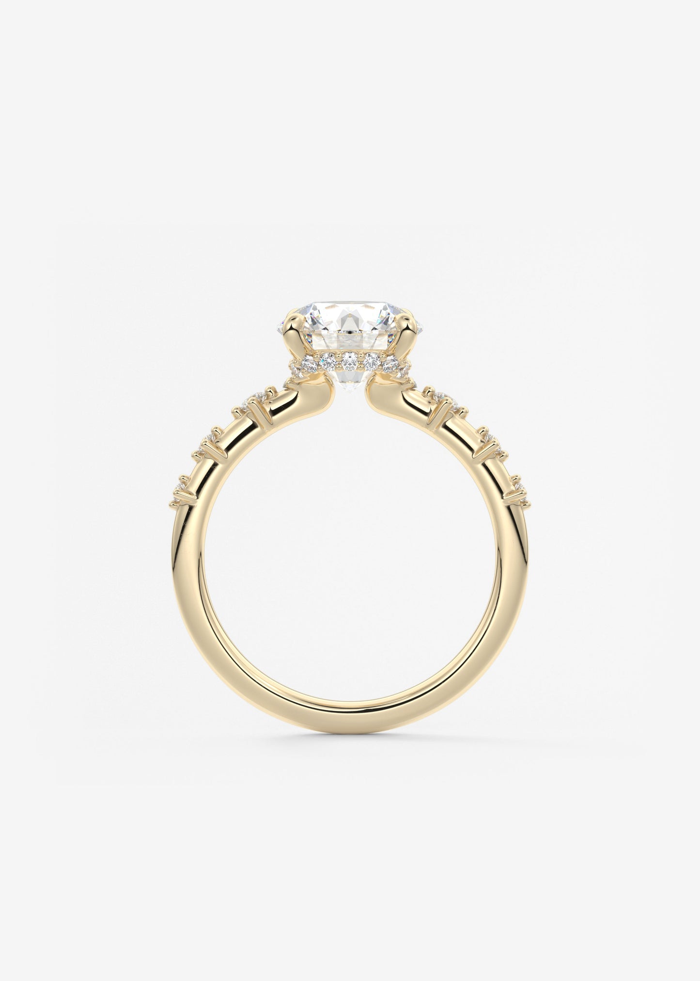Round Dainty Pave Lab Grown Diamond Engagement Ring