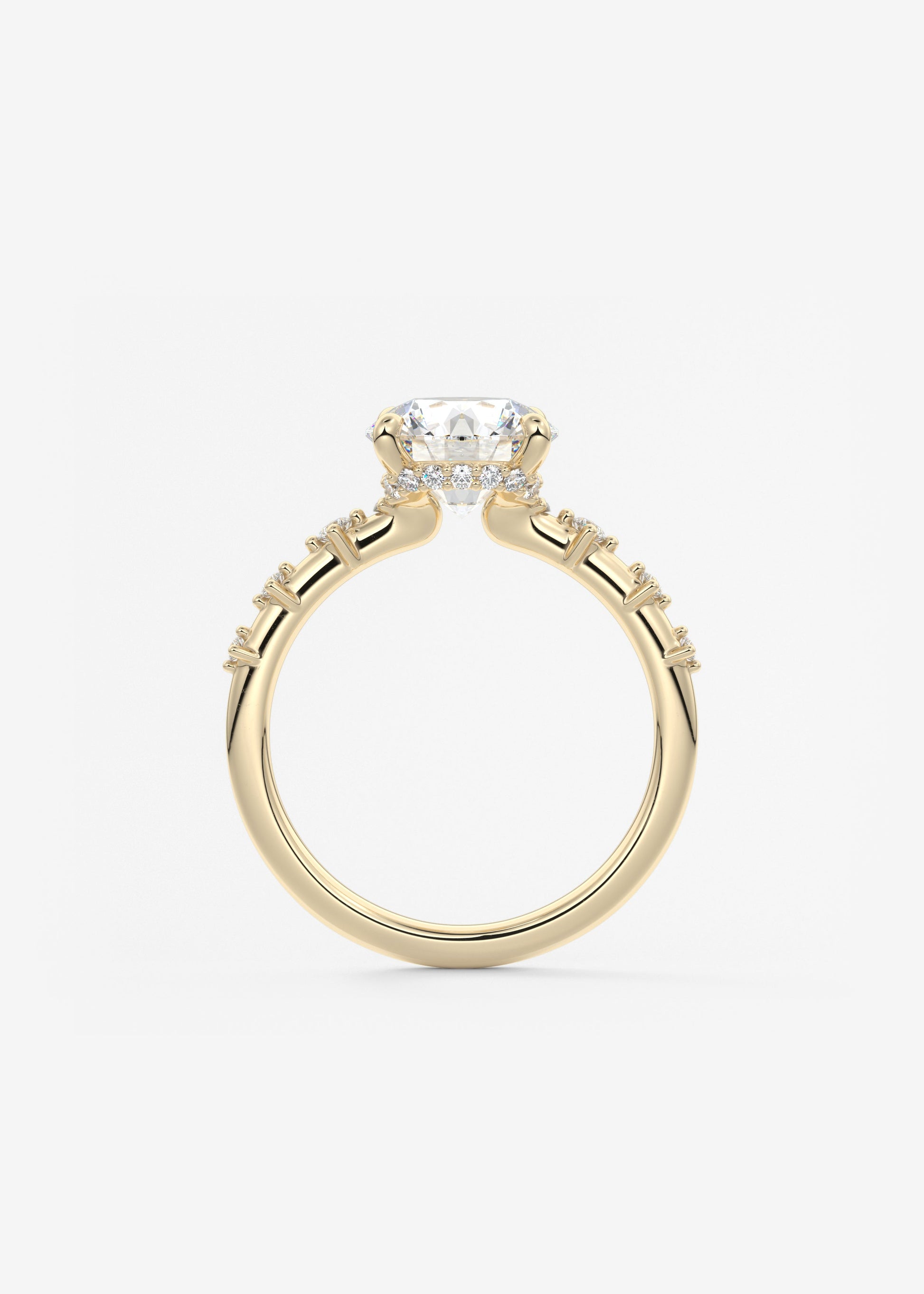 Round Dainty Pave Lab Grown Diamond Engagement Ring