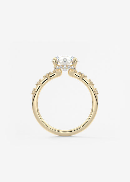 Round Dainty Pave Lab Grown Diamond Engagement Ring