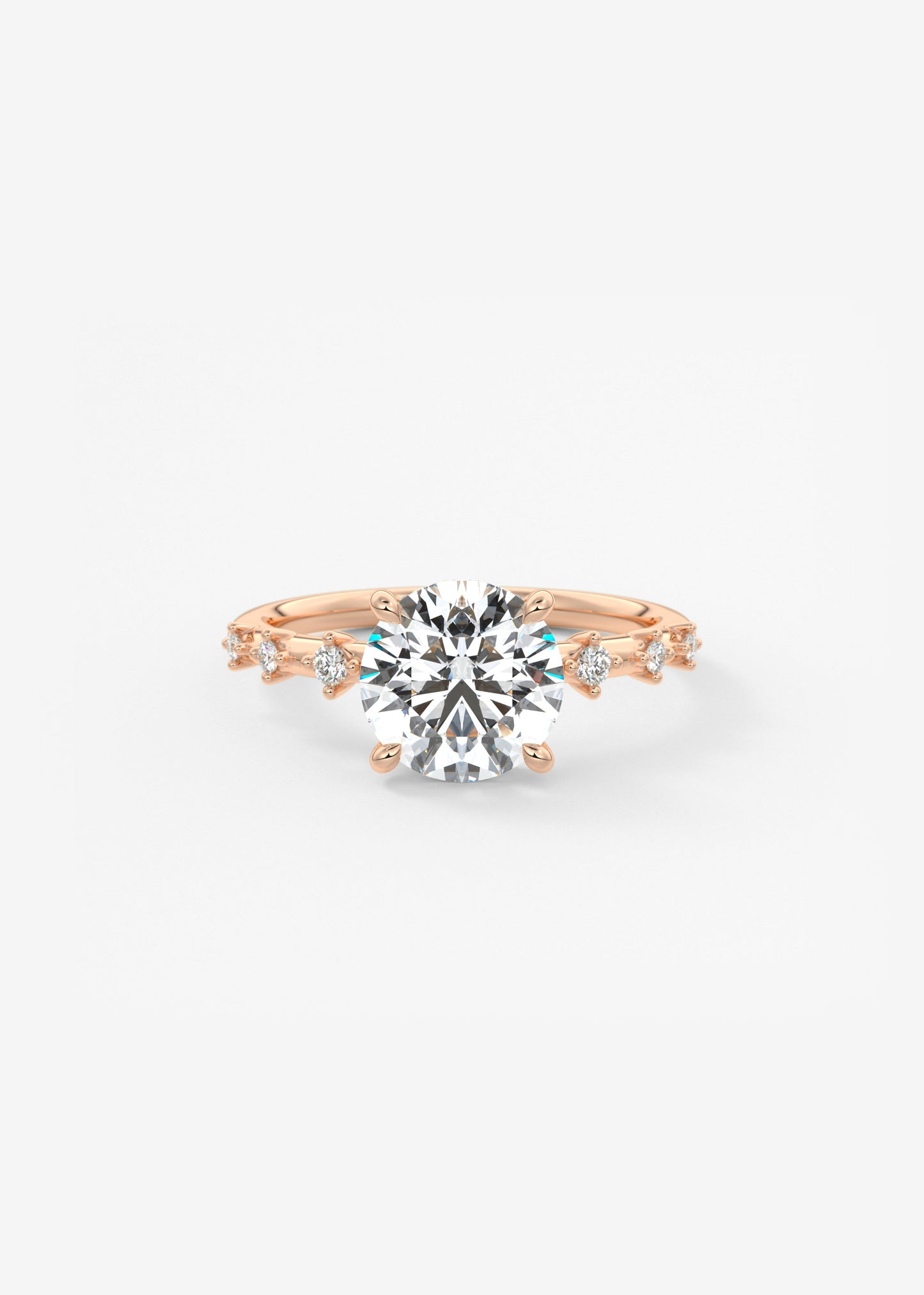 Round Dainty Pave Lab Grown Diamond Engagement Ring