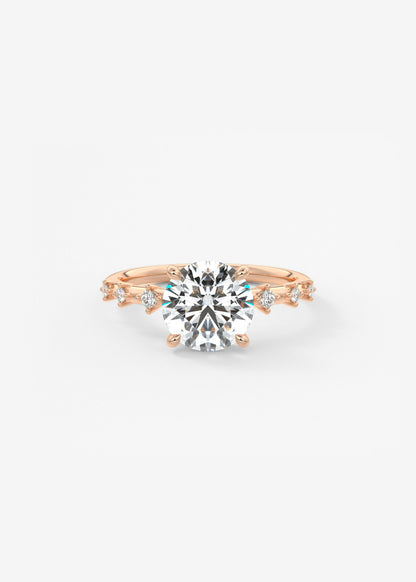 Round Dainty Pave Lab Grown Diamond Engagement Ring