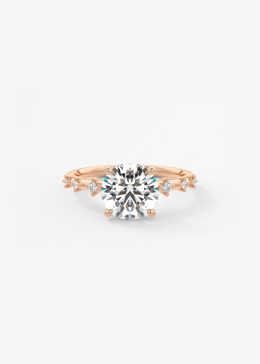 Round Dainty Pave Lab Grown Diamond Engagement Ring