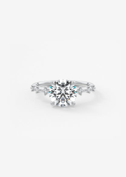 Round Dainty Pave Lab Grown Diamond Engagement Ring