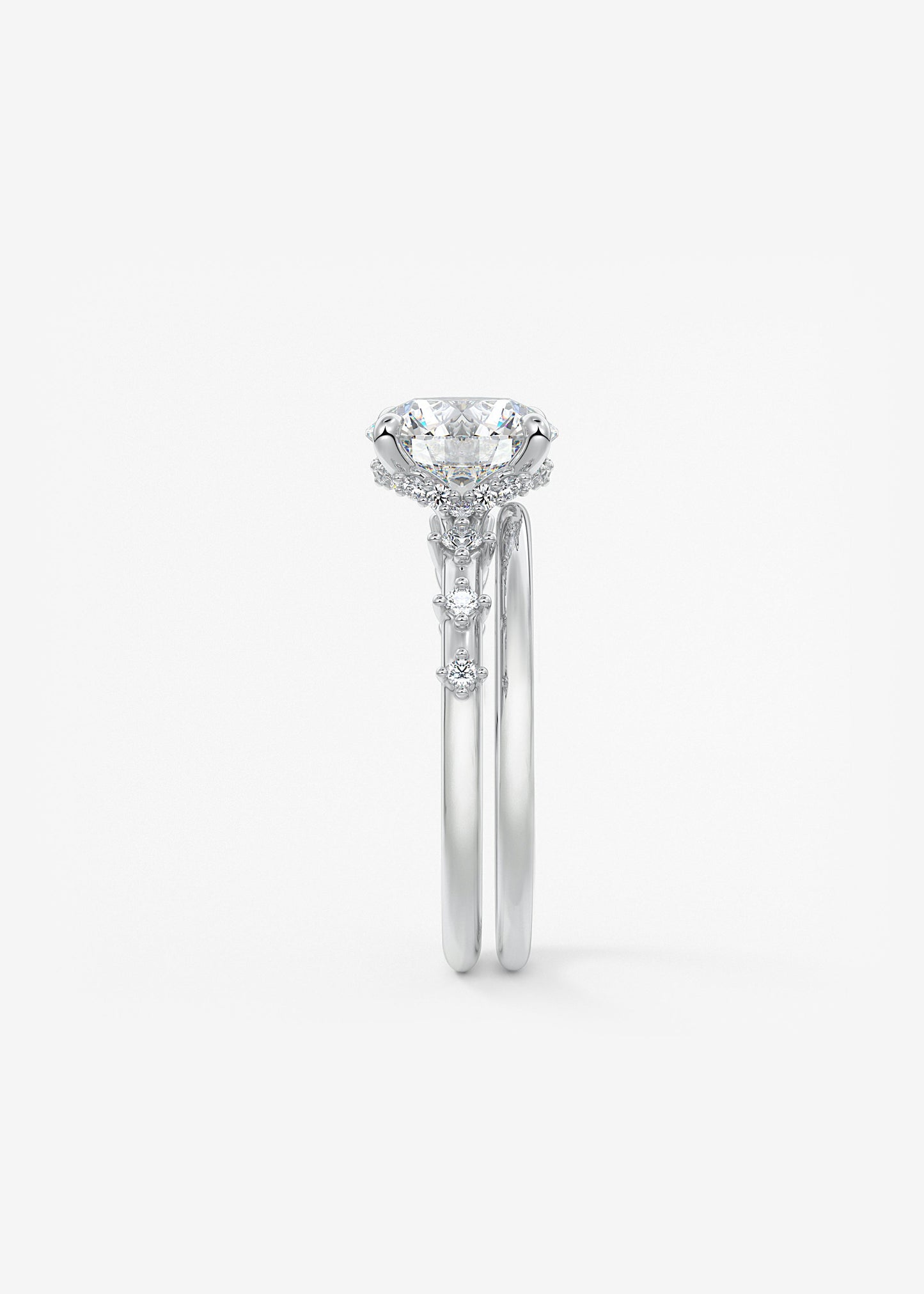 Round Dainty Pave Lab Grown Diamond Engagement Ring
