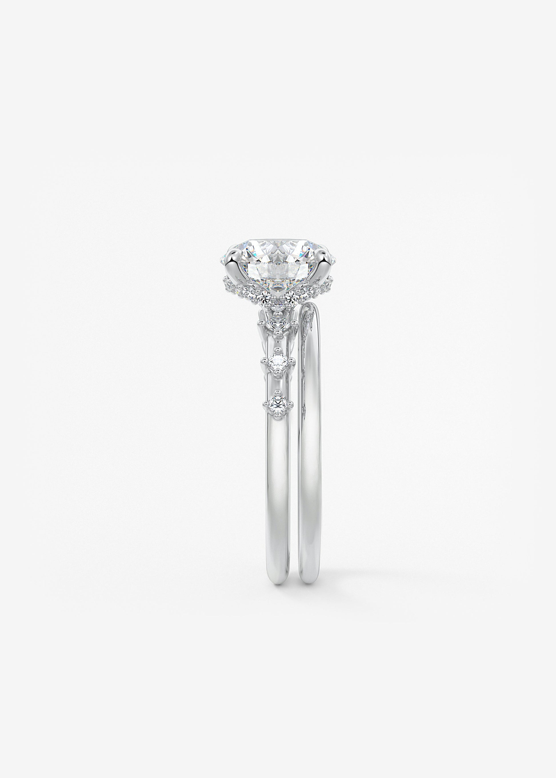 Round Dainty Pave Lab Grown Diamond Engagement Ring