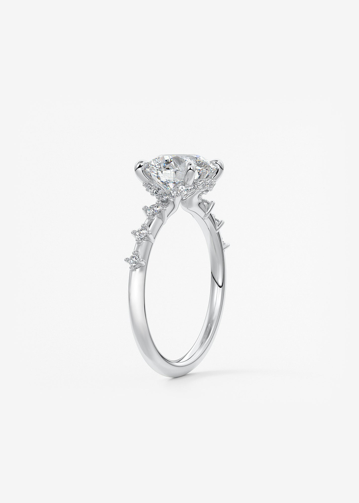 Round Dainty Pave Lab Grown Diamond Engagement Ring