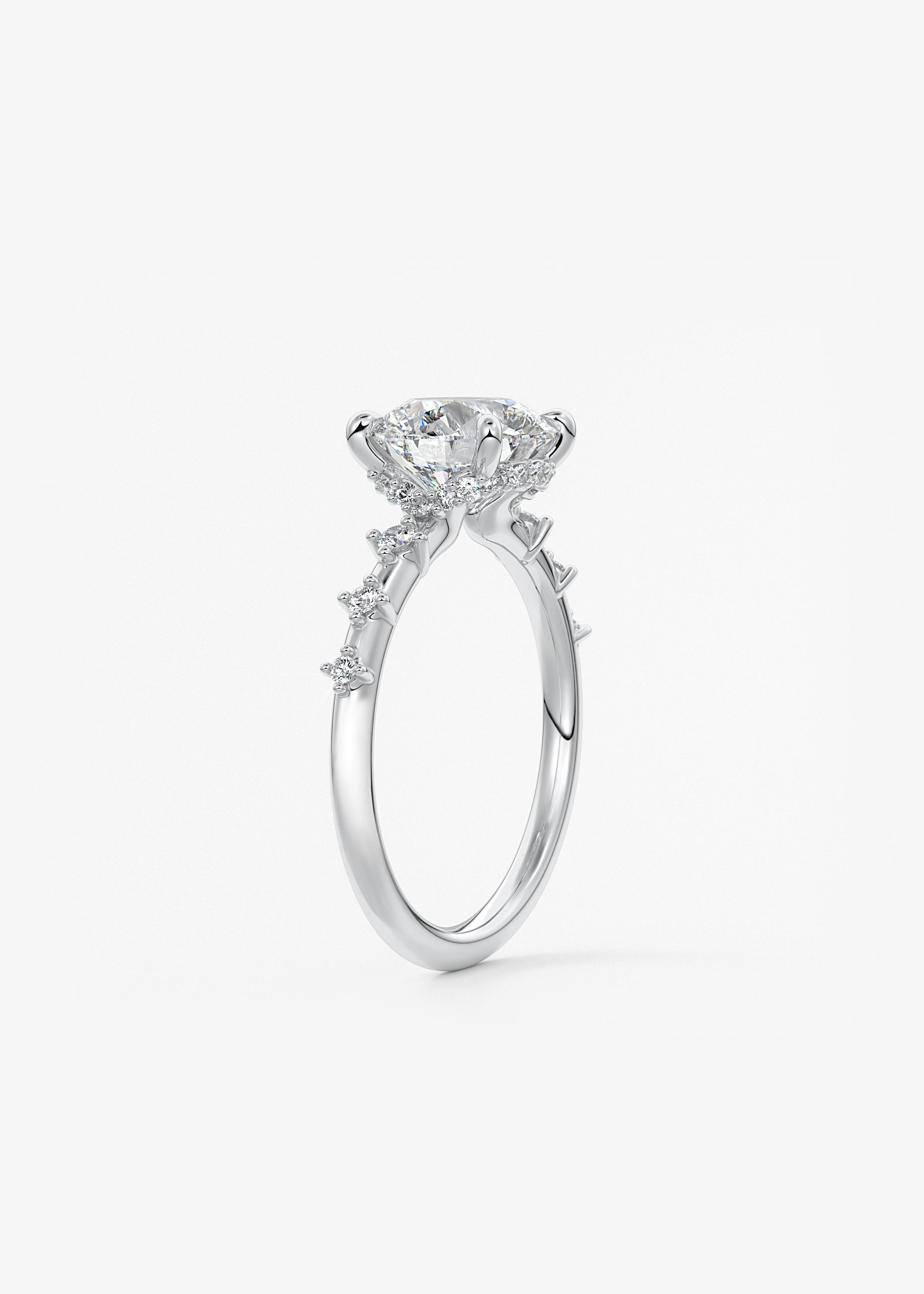 Round Dainty Pave Lab Grown Diamond Engagement Ring