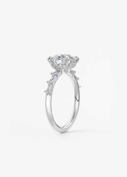 Round Dainty Pave Lab Grown Diamond Engagement Ring