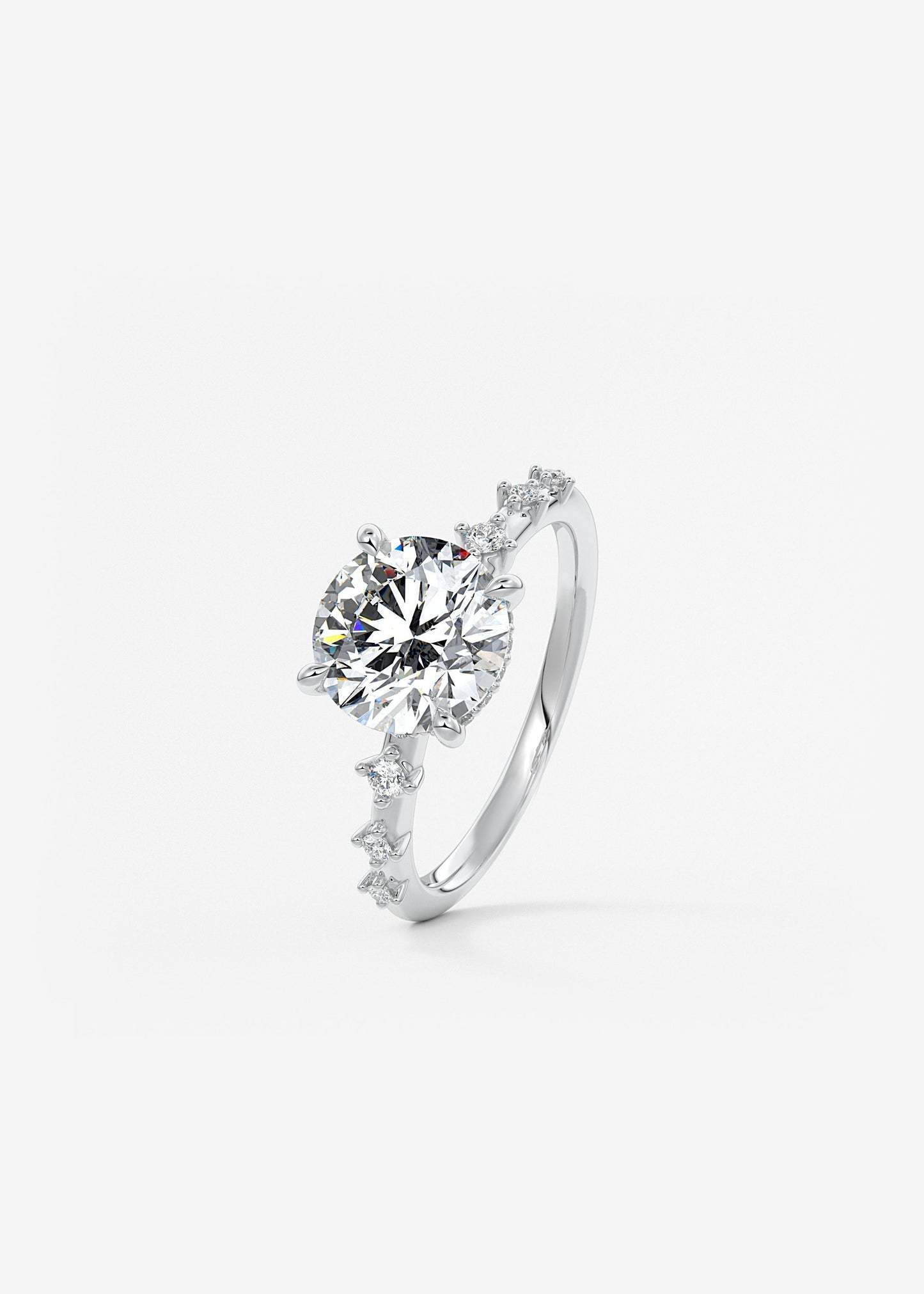 Round Dainty Pave Lab Grown Diamond Engagement Ring