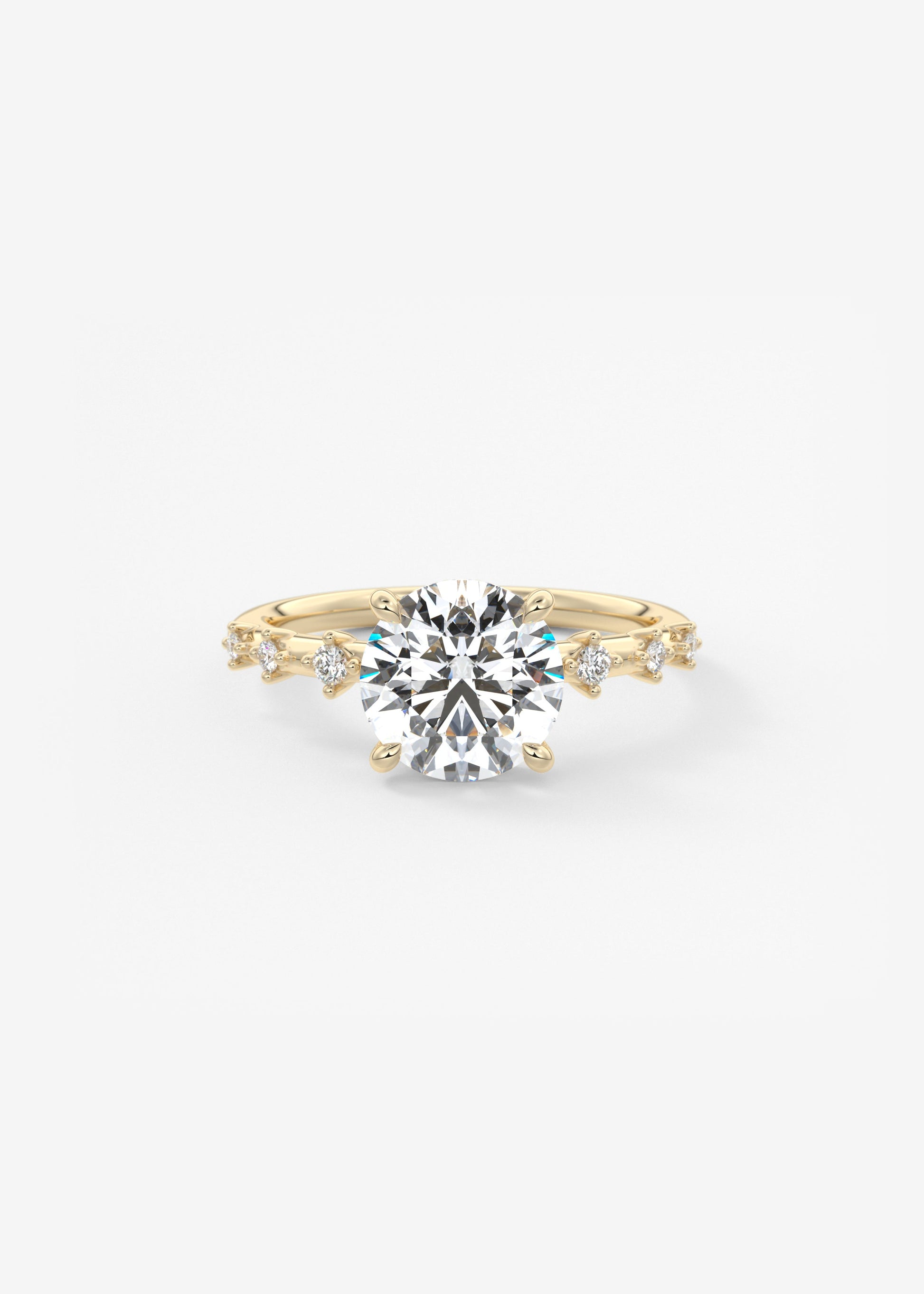 Round Dainty Pave Lab Grown Diamond Engagement Ring
