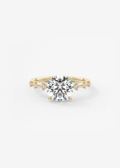 Round Dainty Pave Lab Grown Diamond Engagement Ring