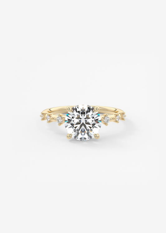 Round Dainty Pave Lab Grown Diamond Engagement Ring