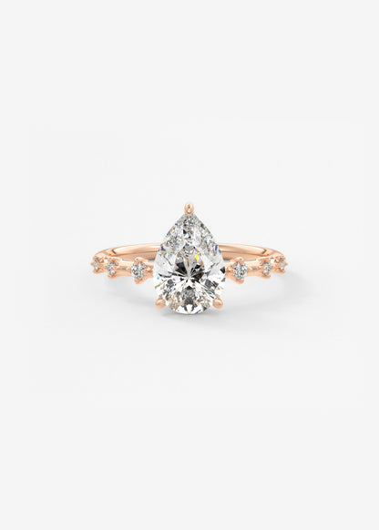Pear Dainty Pave Lab Grown Diamond Engagement Ring