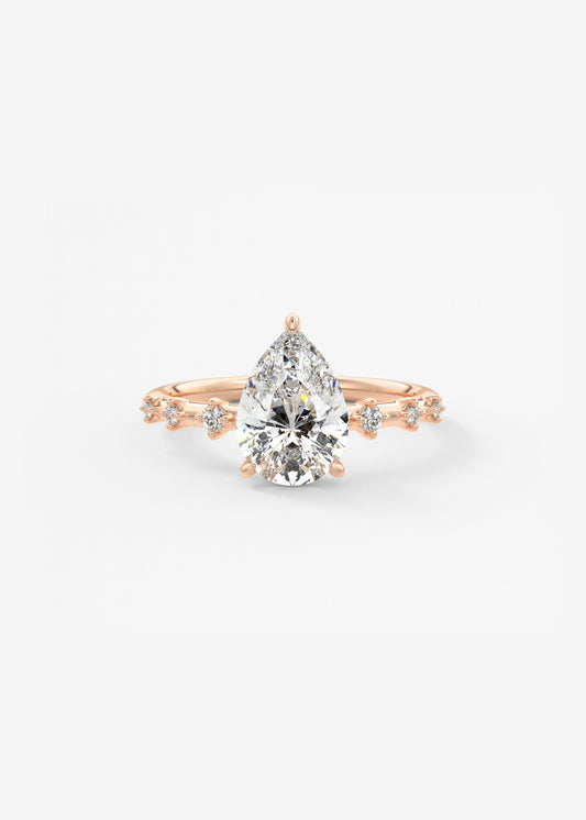Pear Dainty Pave Lab Grown Diamond Engagement Ring